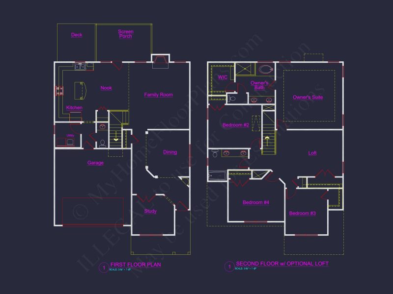 Modern 2-Story House Plan with Customizable CAD Designs