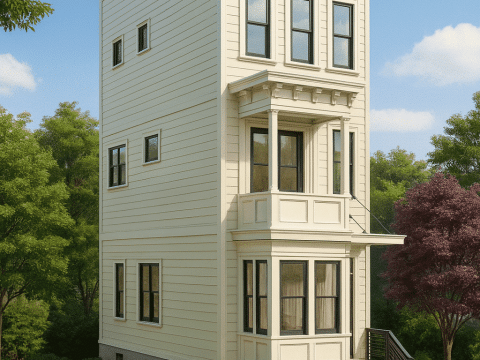 Modern 3-Story House Plan with Open Floor Layout & Roof Deck