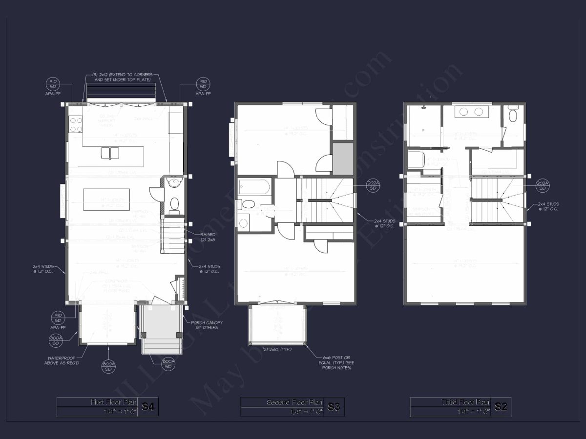 Modern 3-Story House Plan with Open Floor Layout & Roof Deck