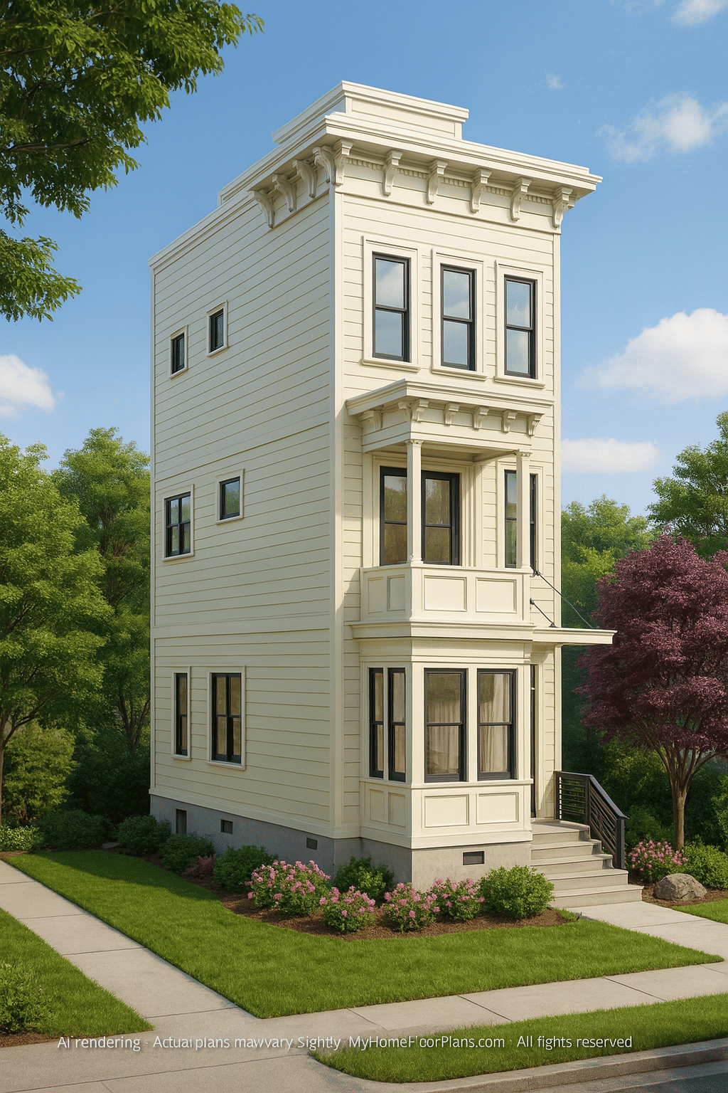 Modern 3-Story House Plan with Open Floor Layout & Roof Deck
