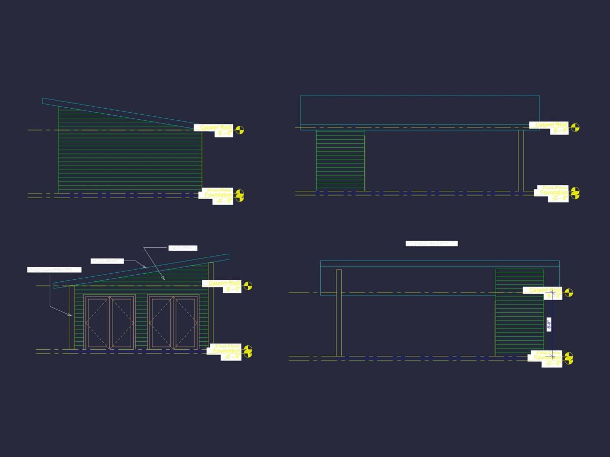 Modern Carport House Floor Plan Sleek 2-Bay Design with CAD Files