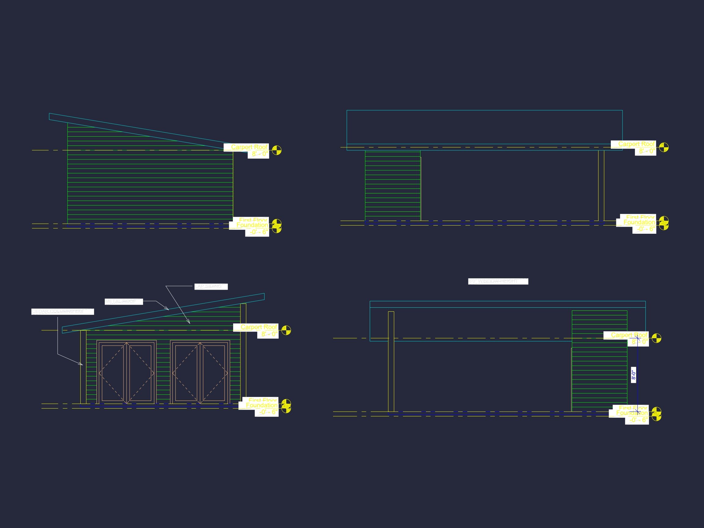 Modern Carport House Floor Plan Sleek 2-Bay Design with CAD Files