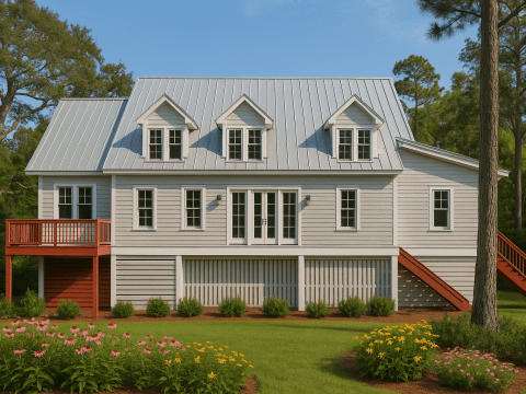Modern Coastal Home Plan with Spacious 2-Story Layout