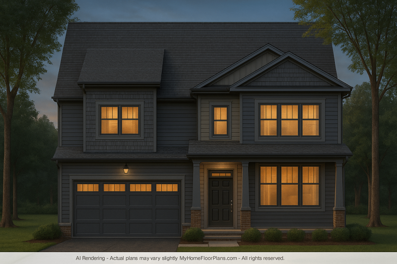 Modern Craftsman Home Design Floor Plan & CAD Blueprint