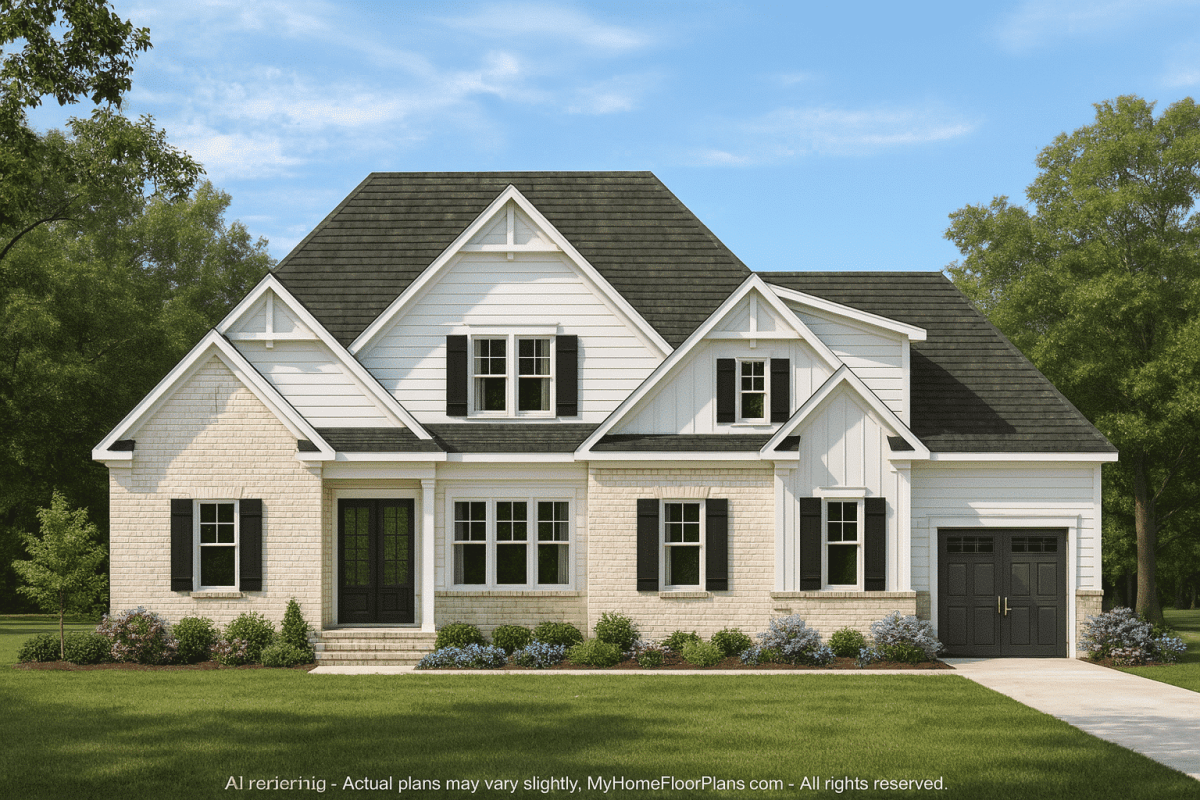 Modern Craftsman Home Floor Plan with 2 Stories & Detailed CAD Designs