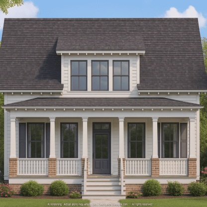 Modern Craftsman Home Plan 1.5 Story Layout with Open Design