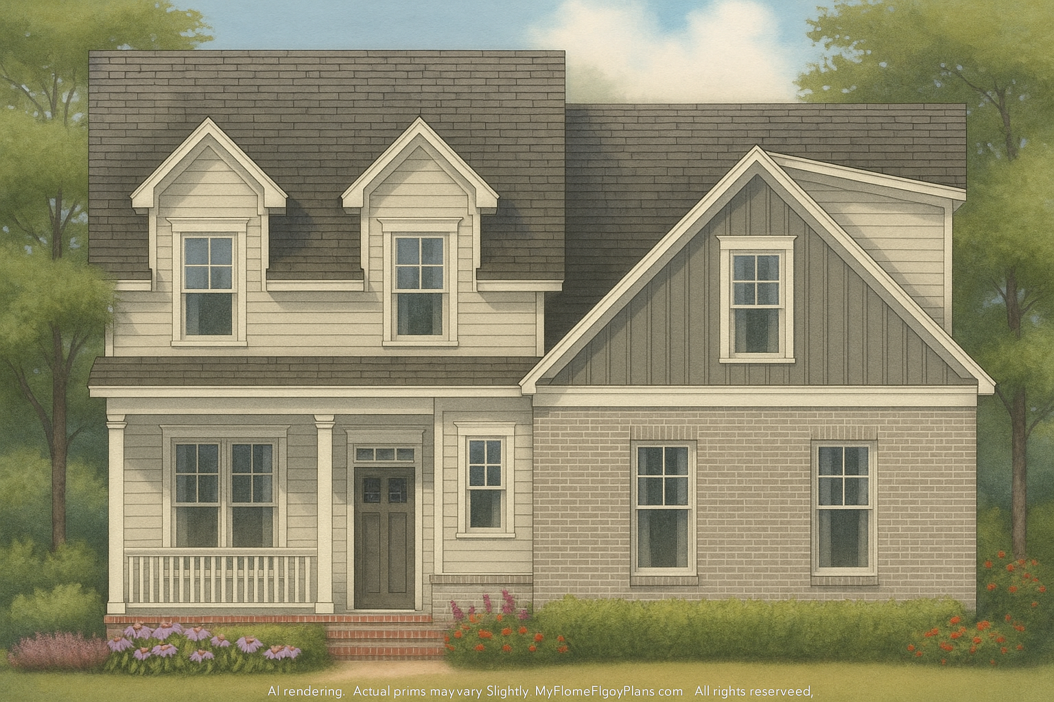 Modern Craftsman Home Plan with 1.5 Stories and Open Floor Plan