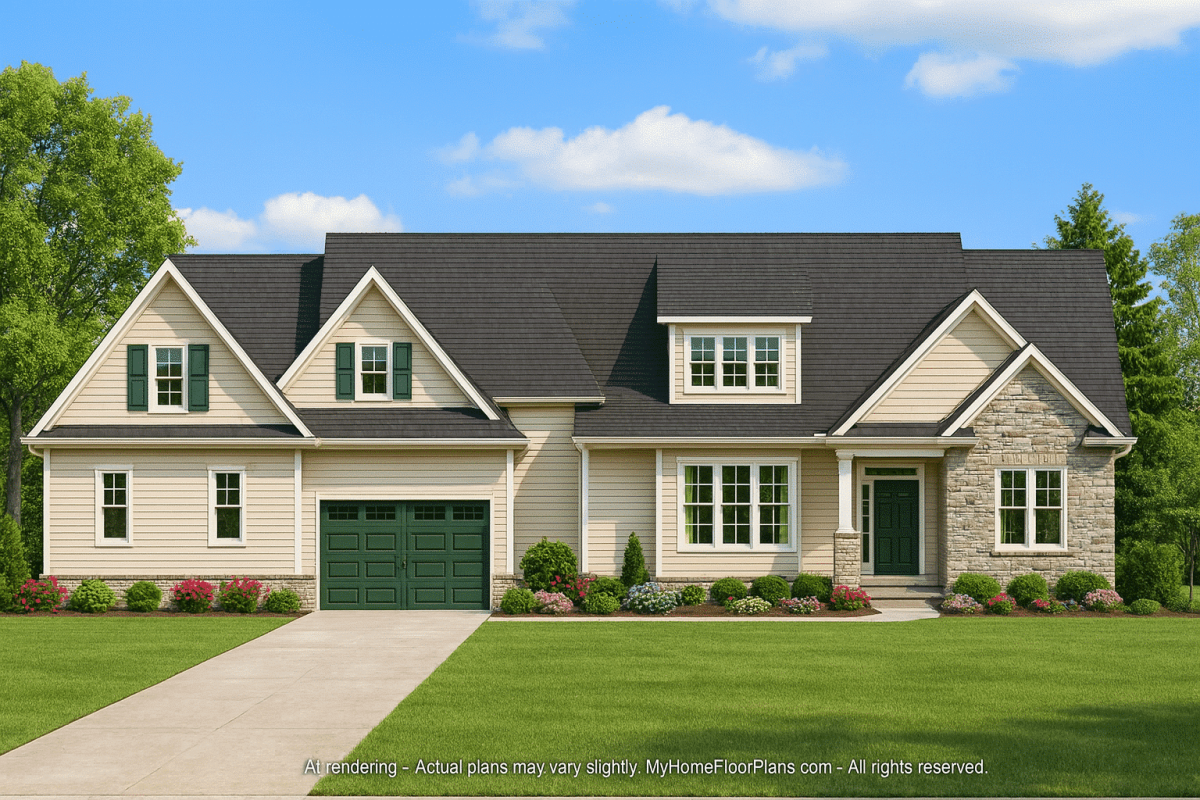 Modern Craftsman Home Plan with 1.5 Story Layout and Angled Garage