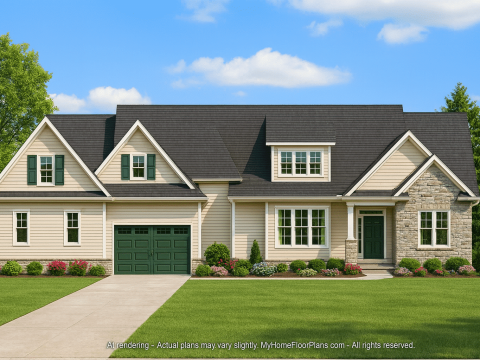 Modern Craftsman Home Plan with 1.5 Story Layout and Angled Garage