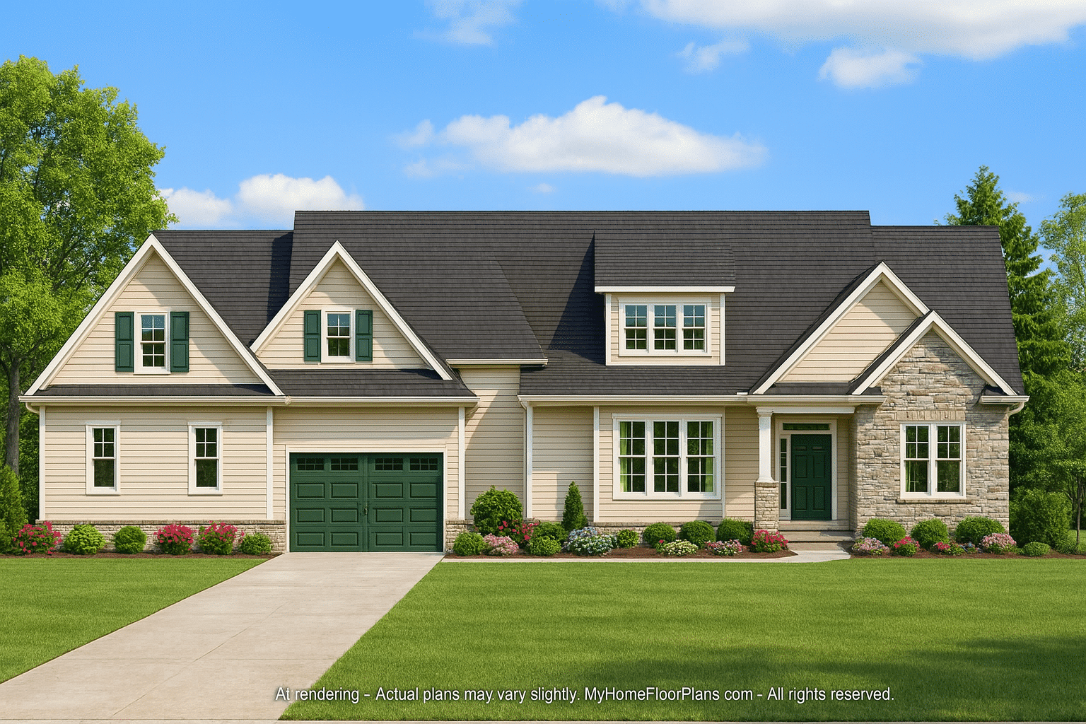 Modern Craftsman Home Plan with 1.5 Story Layout and Angled Garage