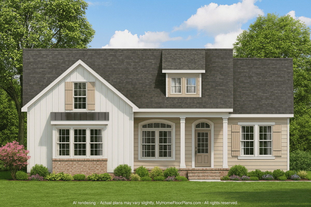 Modern Craftsman Home Plan with 2 Floors & 3 Bedrooms