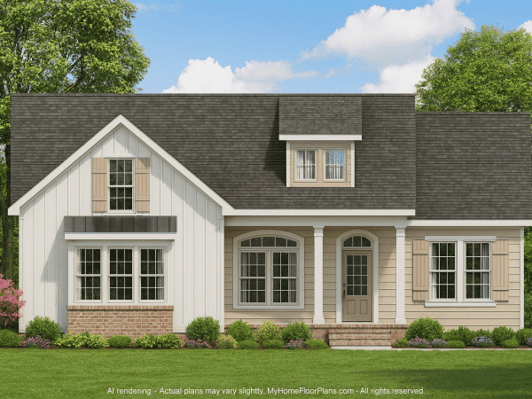 Modern Craftsman Home Plan with 2 Floors & 3 Bedrooms
