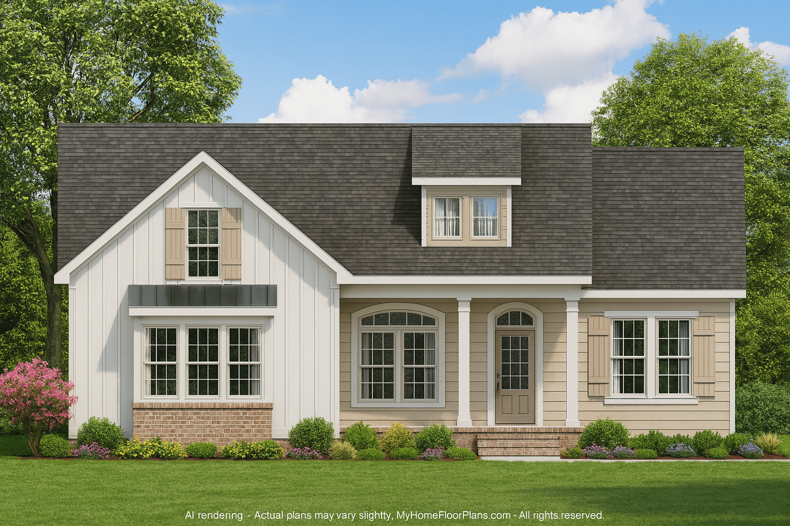 Modern Craftsman Home Plan with 2 Floors & 3 Bedrooms