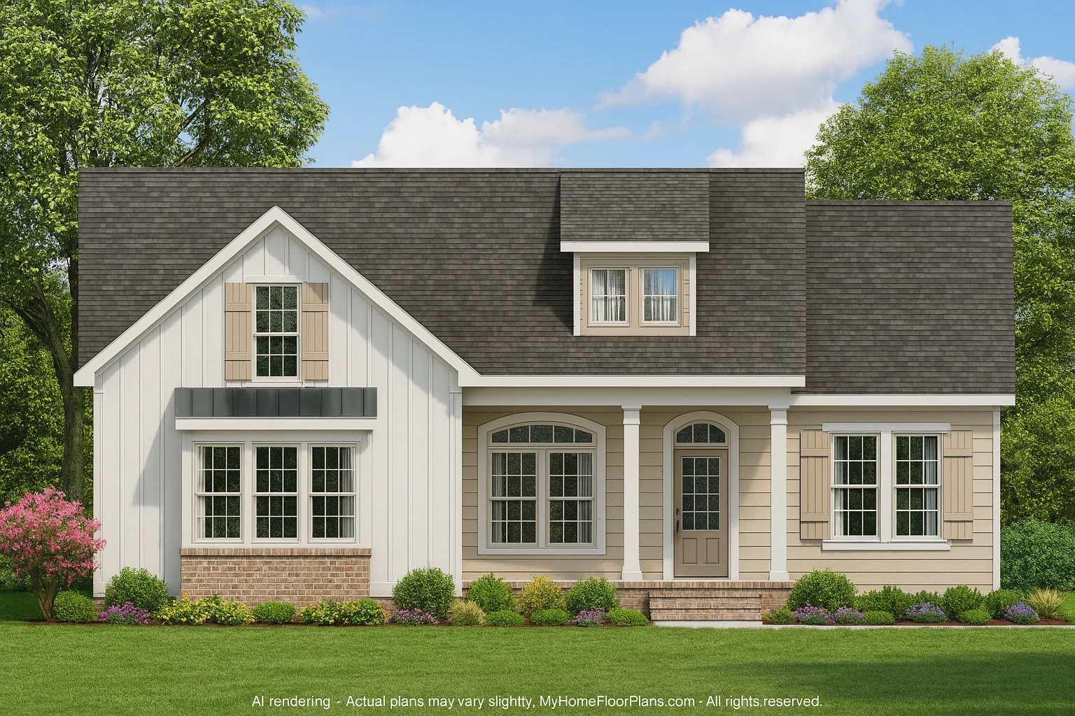 Modern Craftsman Home Plan with 2 Floors & 3 Bedrooms