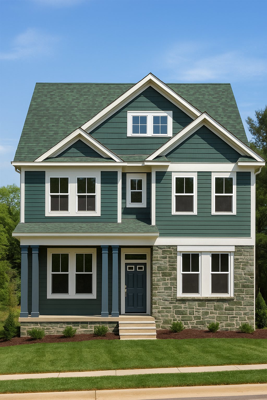 Modern Craftsman Home Plan with 2 Floors and Unique Features