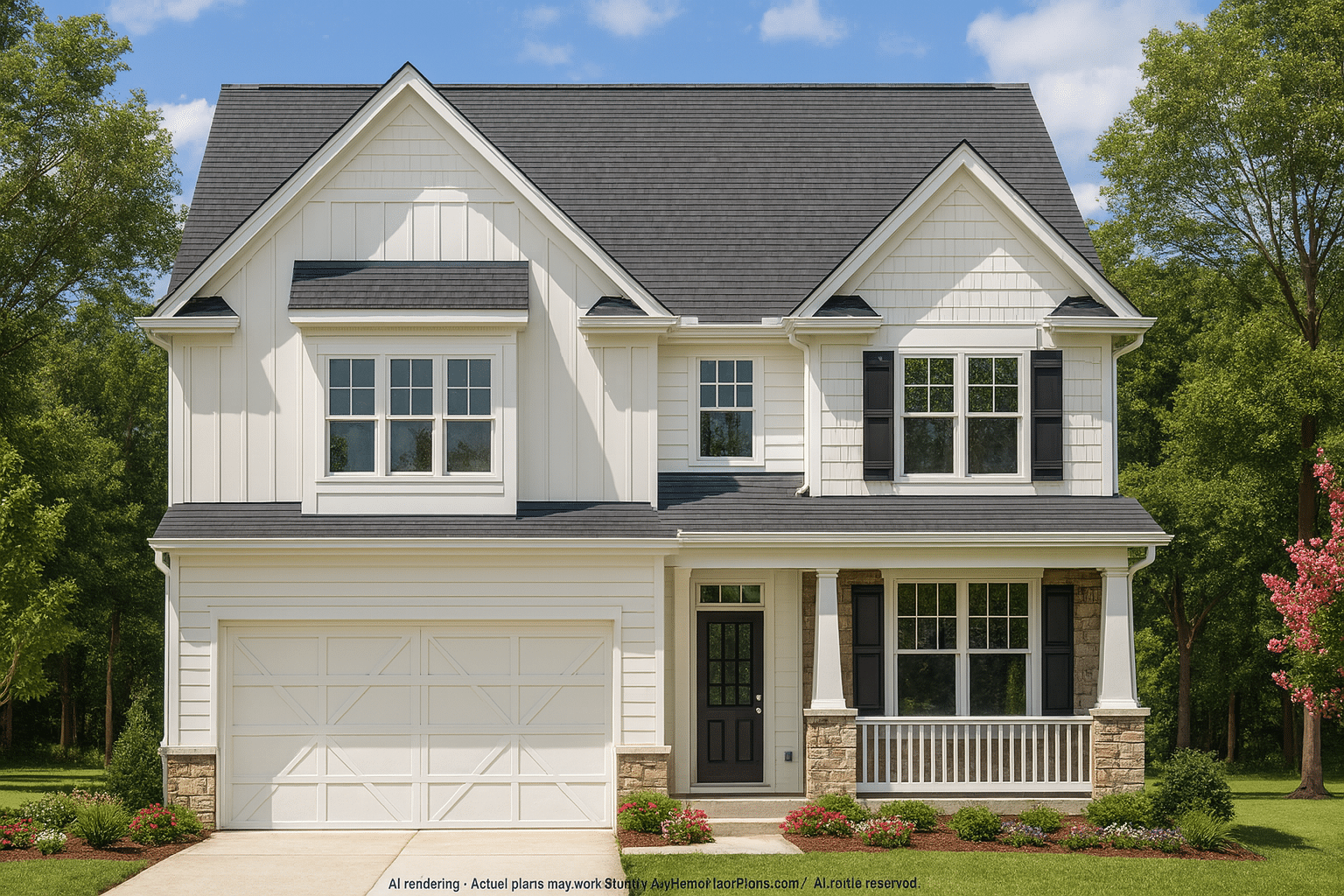 Modern Craftsman Home Plan with 2-Story CAD Designed Blueprint