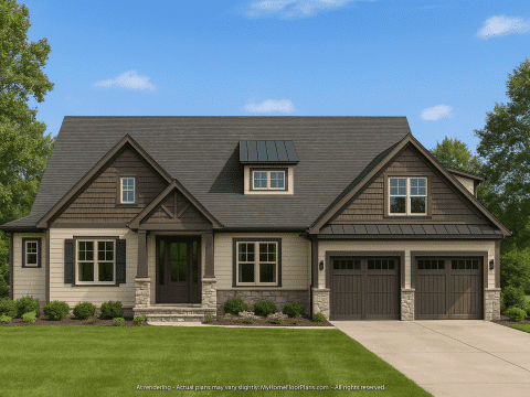 Modern Craftsman Home Plan with 2-Story Layout and Custom CAD Designs