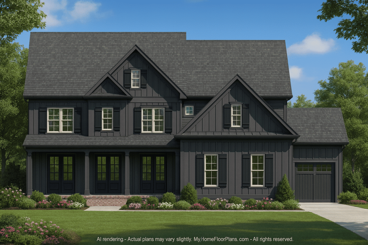 Modern Craftsman Home Plan with 3 Floors and Spacious Design