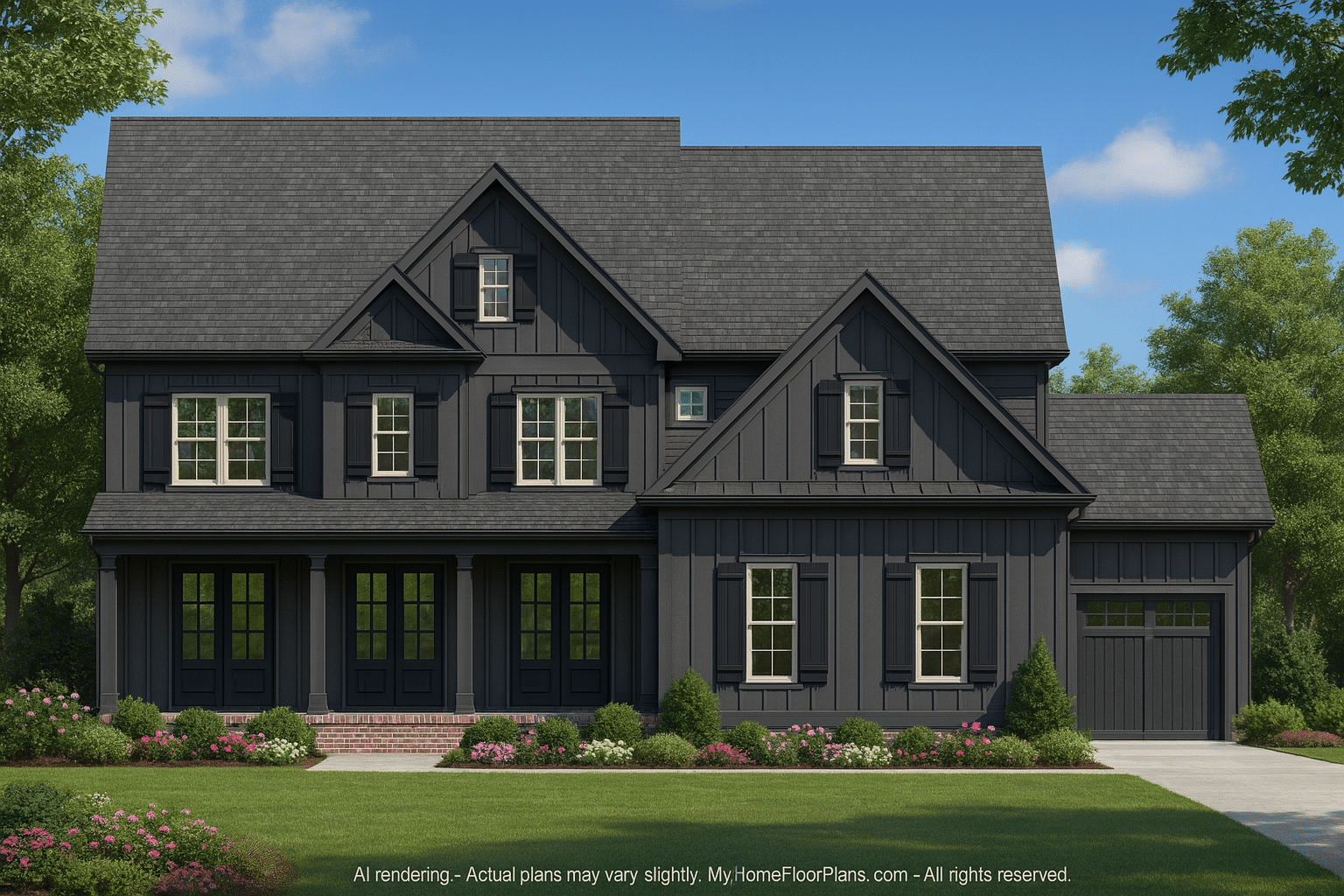 Modern Craftsman Home Plan with 3 Floors and Spacious Design
