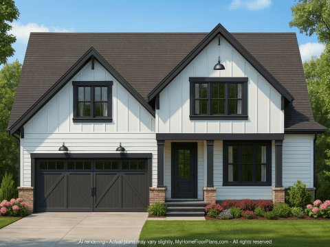 Modern Craftsman Home Plan with Detailed Floor Blueprint