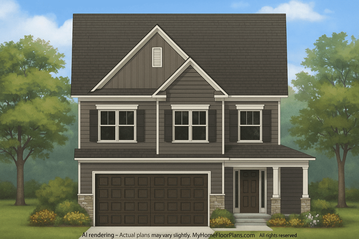 Modern Craftsman Home Plan with Efficient 2-Story Layout