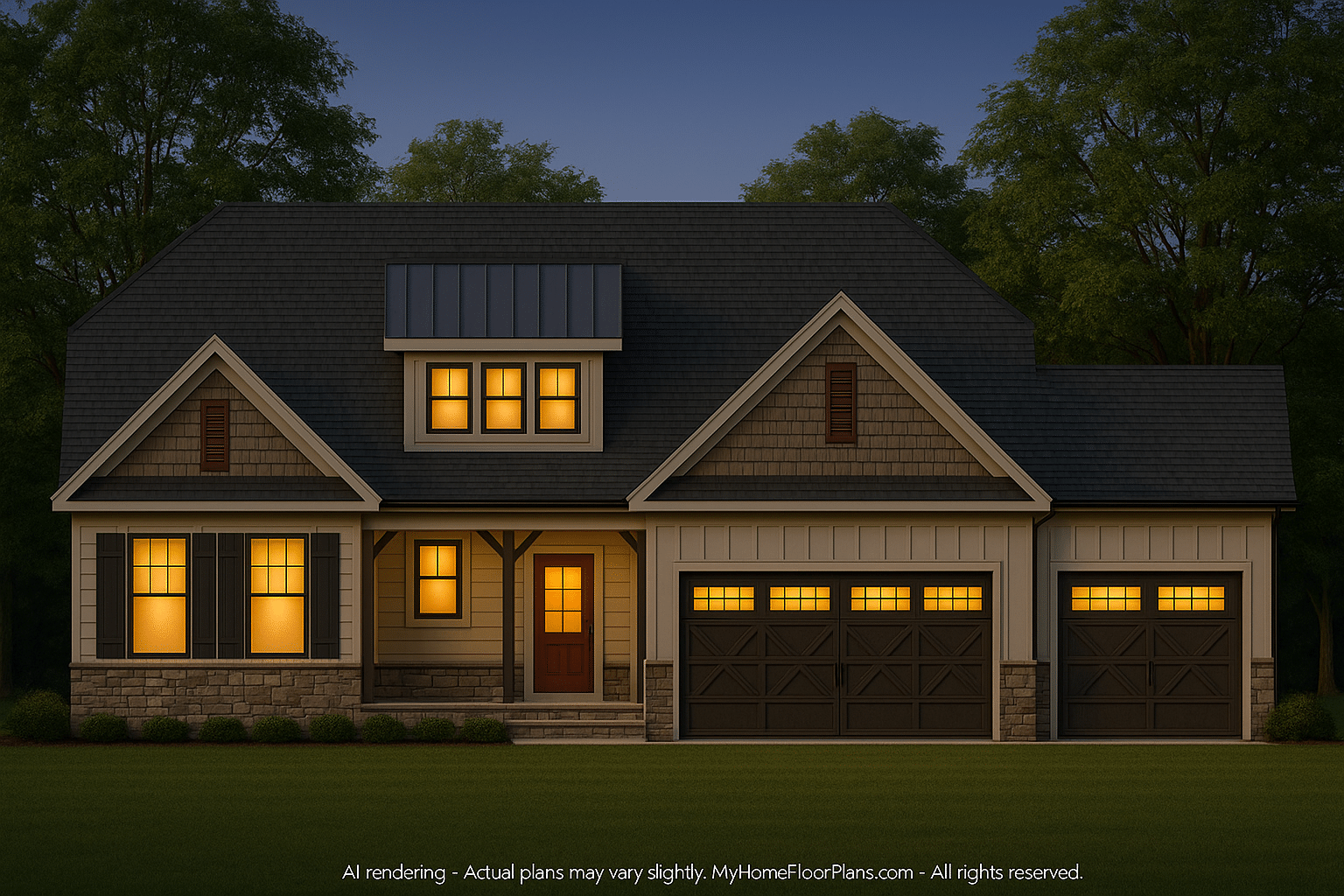 Modern Craftsman Home Plan with Open Floor Blueprint Designs