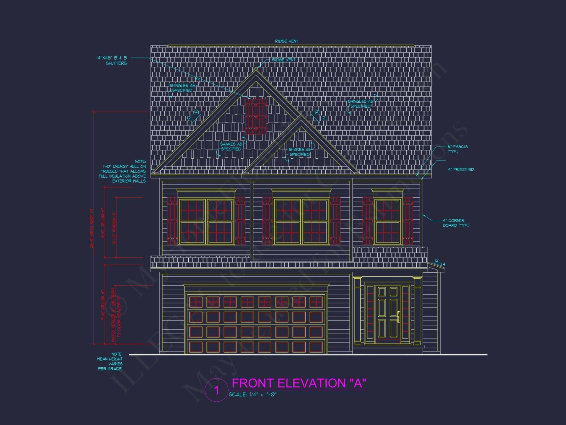 Modern Craftsman Home Plan with Open Floor and CAD Blueprint