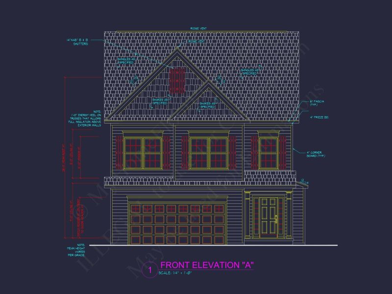 Modern Craftsman Home Plan with Open Floor and CAD Blueprint