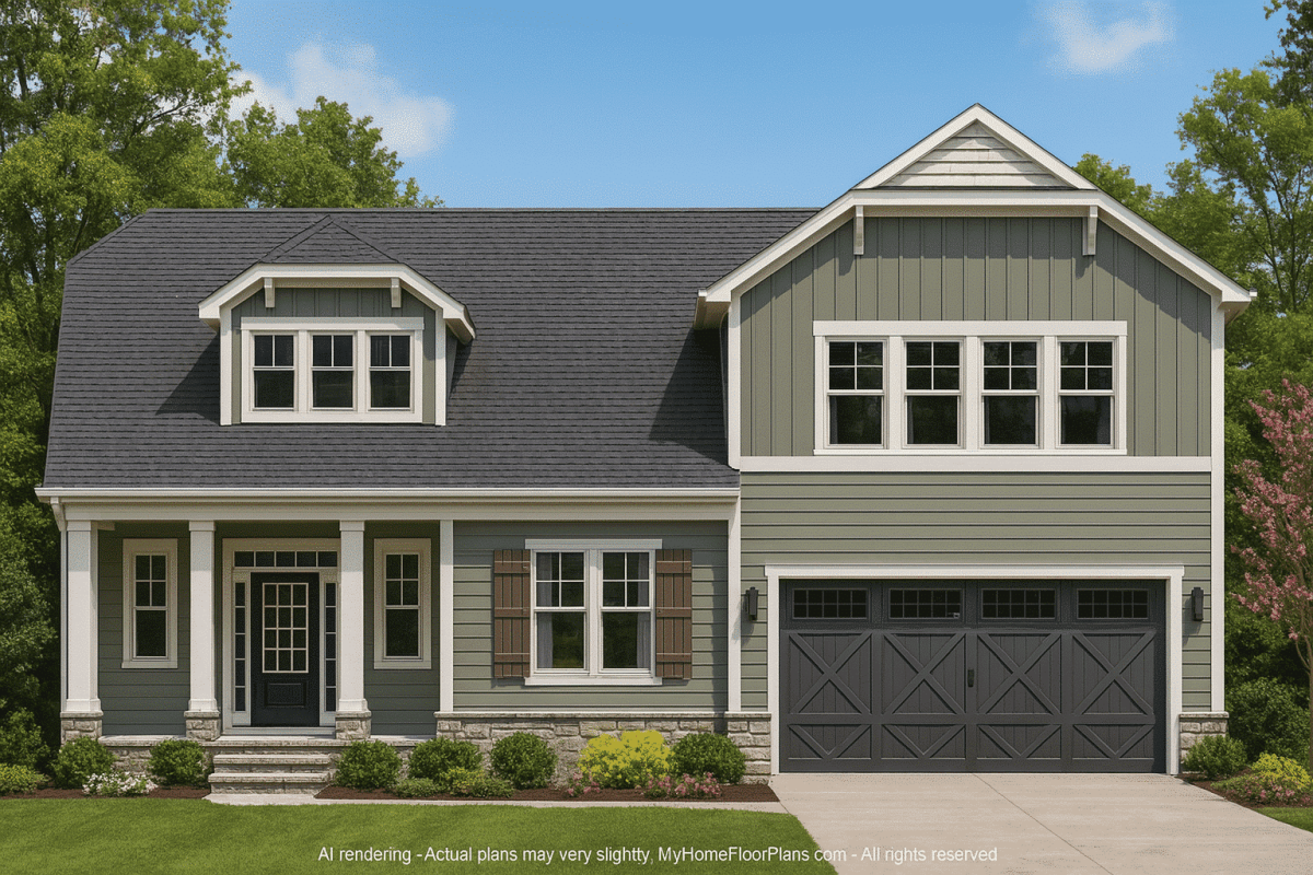 Modern Craftsman Home Plan with Screened Porch and CAD Blueprints