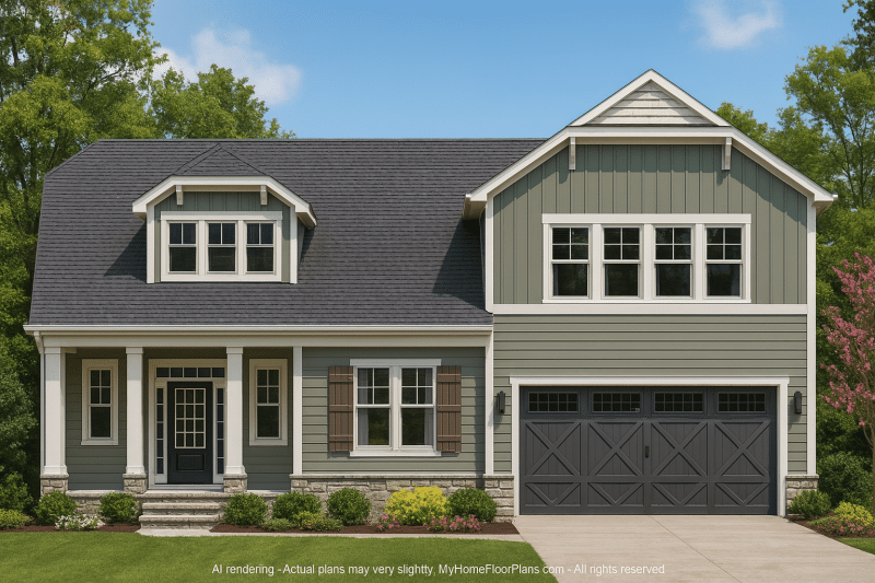 Modern Craftsman Home Plan with Screened Porch and CAD Blueprints