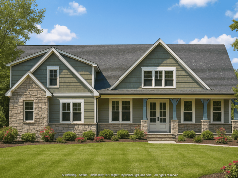 Modern Craftsman House Plan with 1.5 Floors and Spacious Garage