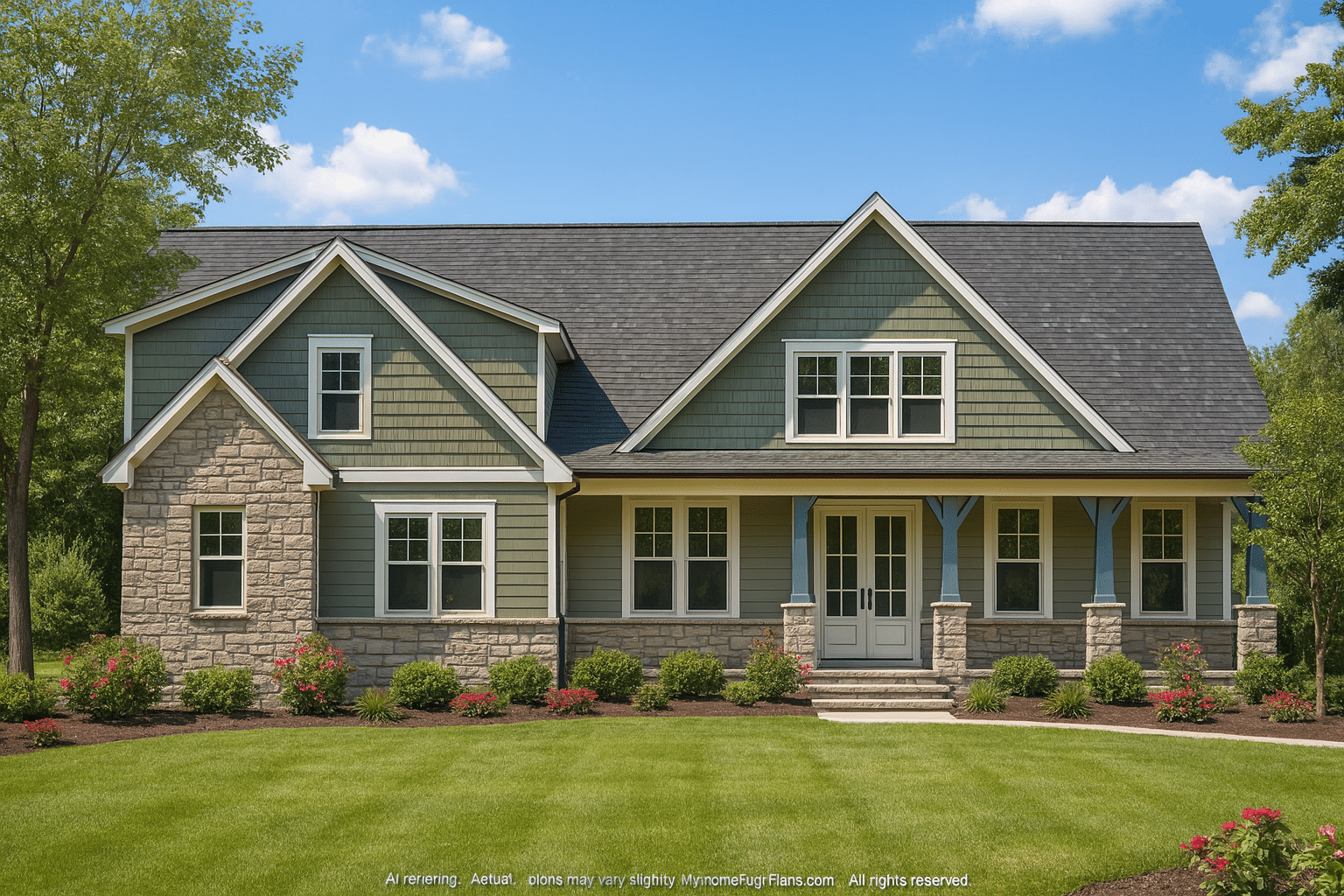 Modern Craftsman House Plan with 1.5 Floors and Spacious Garage