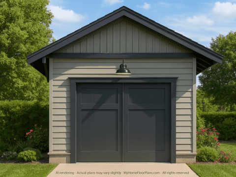 Modern Garage Blueprint with Floor Plan and CAD Designs