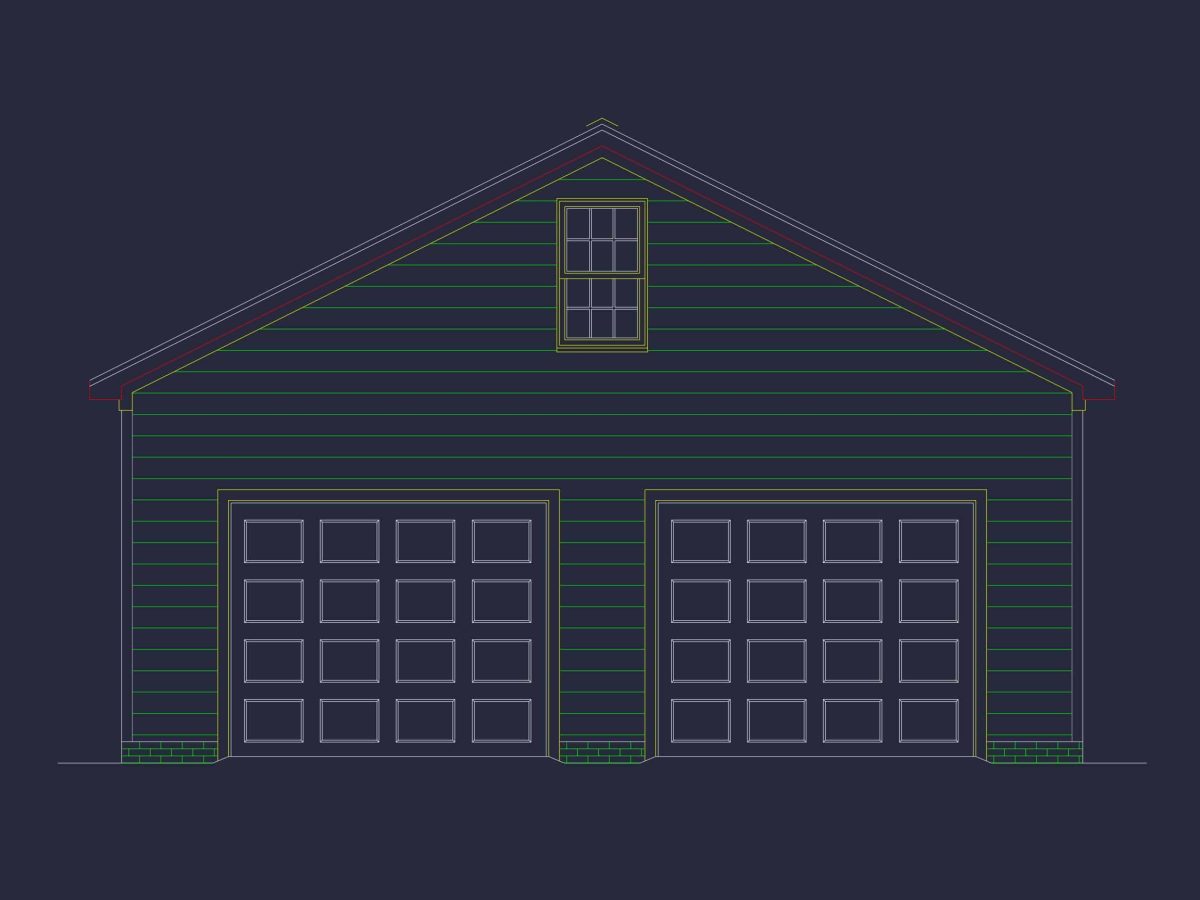 Modern Garage and Living Space Plan with 2 Bays and Study