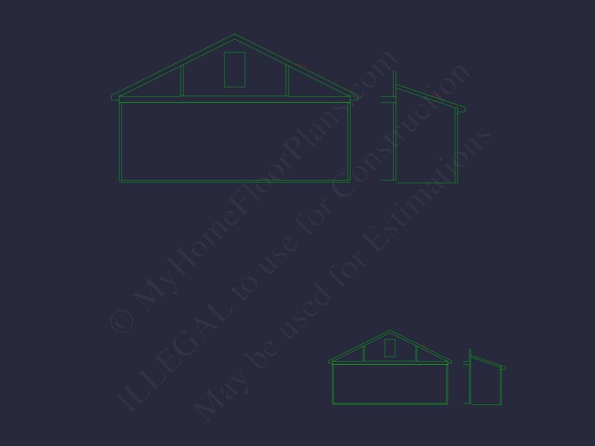 Modern Garage and Living Space Plan with 2 Bays and Study
