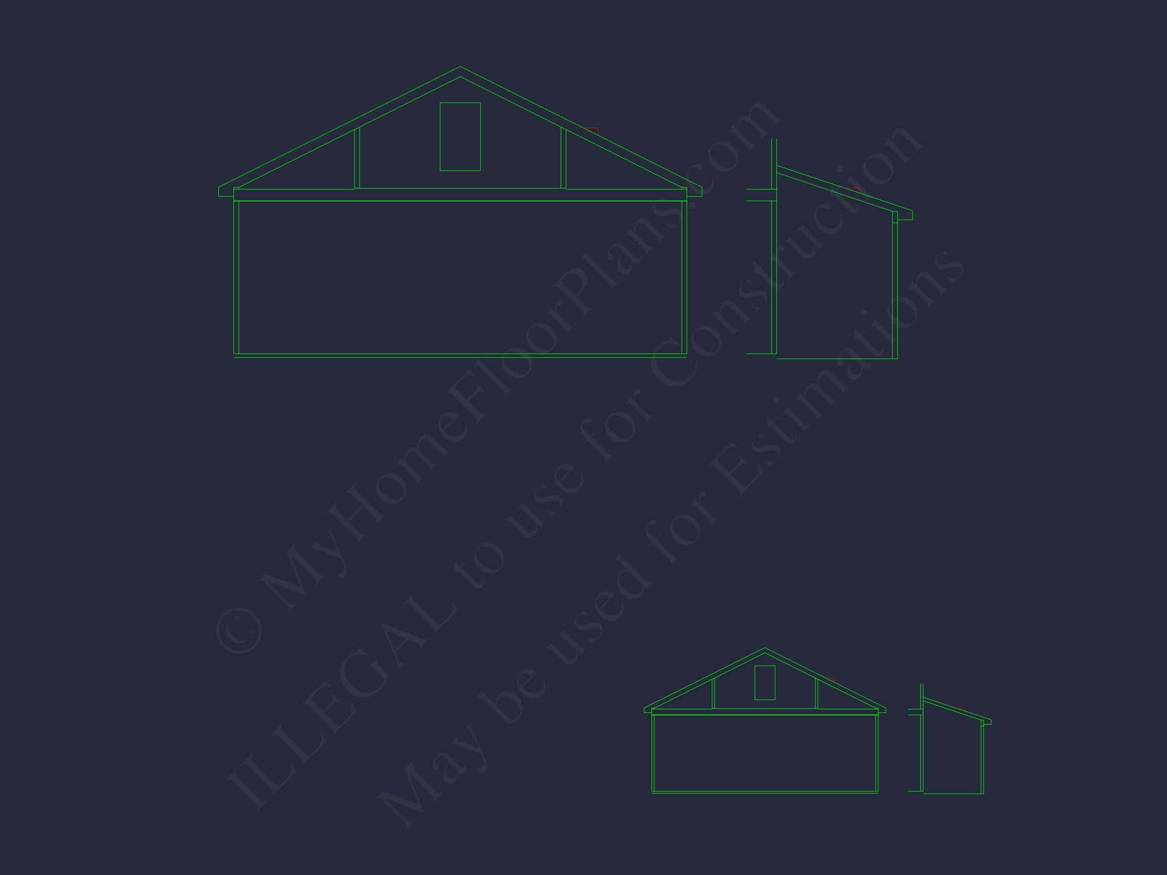 Modern Garage and Living Space Plan with 2 Bays and Study