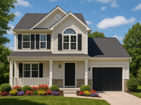Modern Home Floor Plan with 2-Story CAD Blueprint Designs