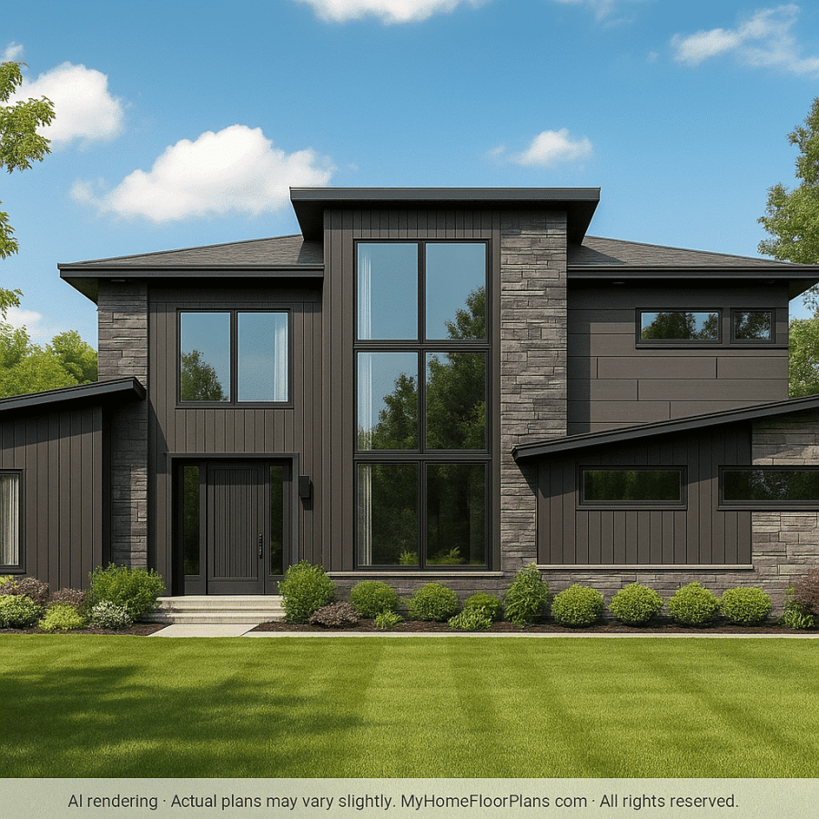 Modern Home Floor Plan with Luxury Features and CAD Designs