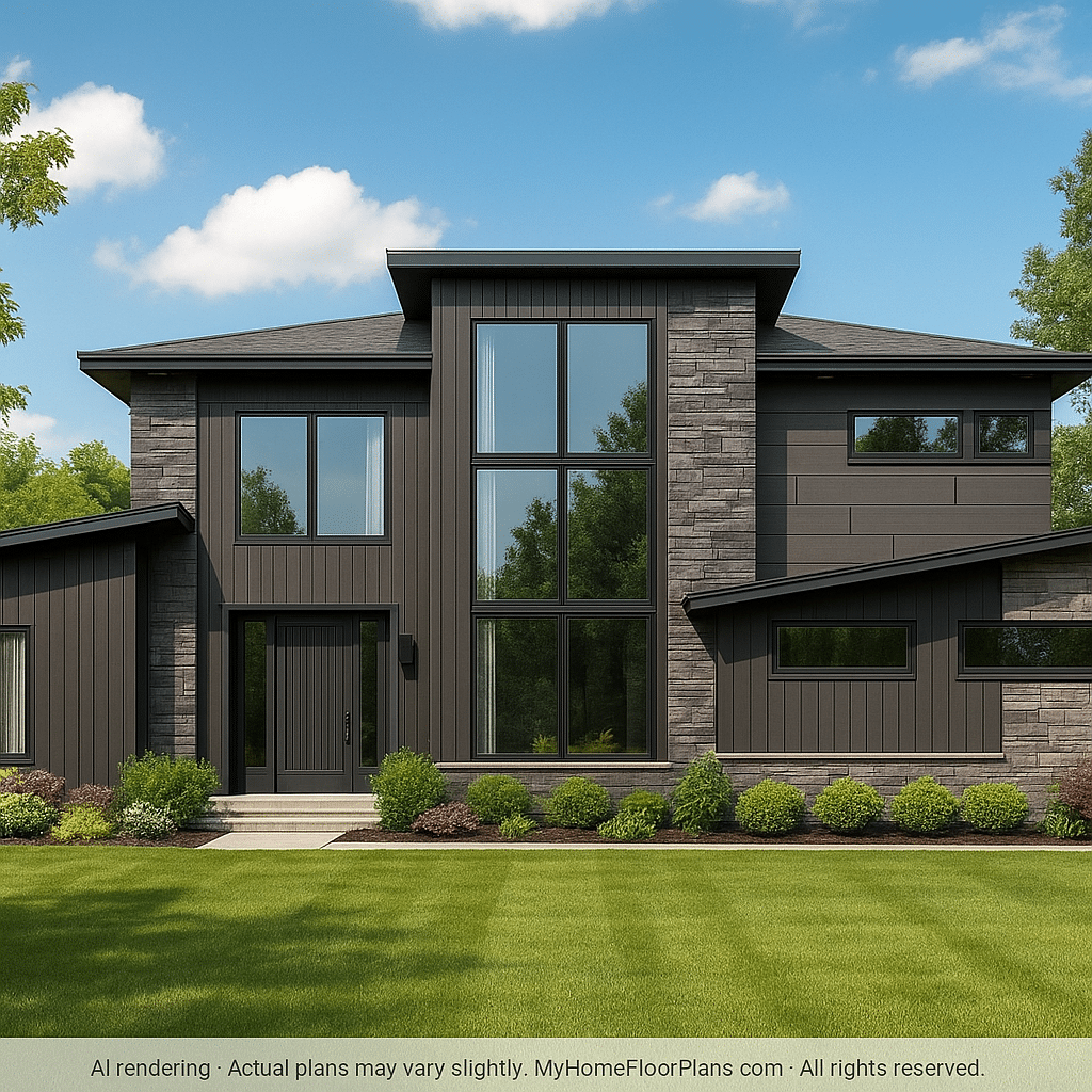 Modern Home Floor Plan with Luxury Features and CAD Designs