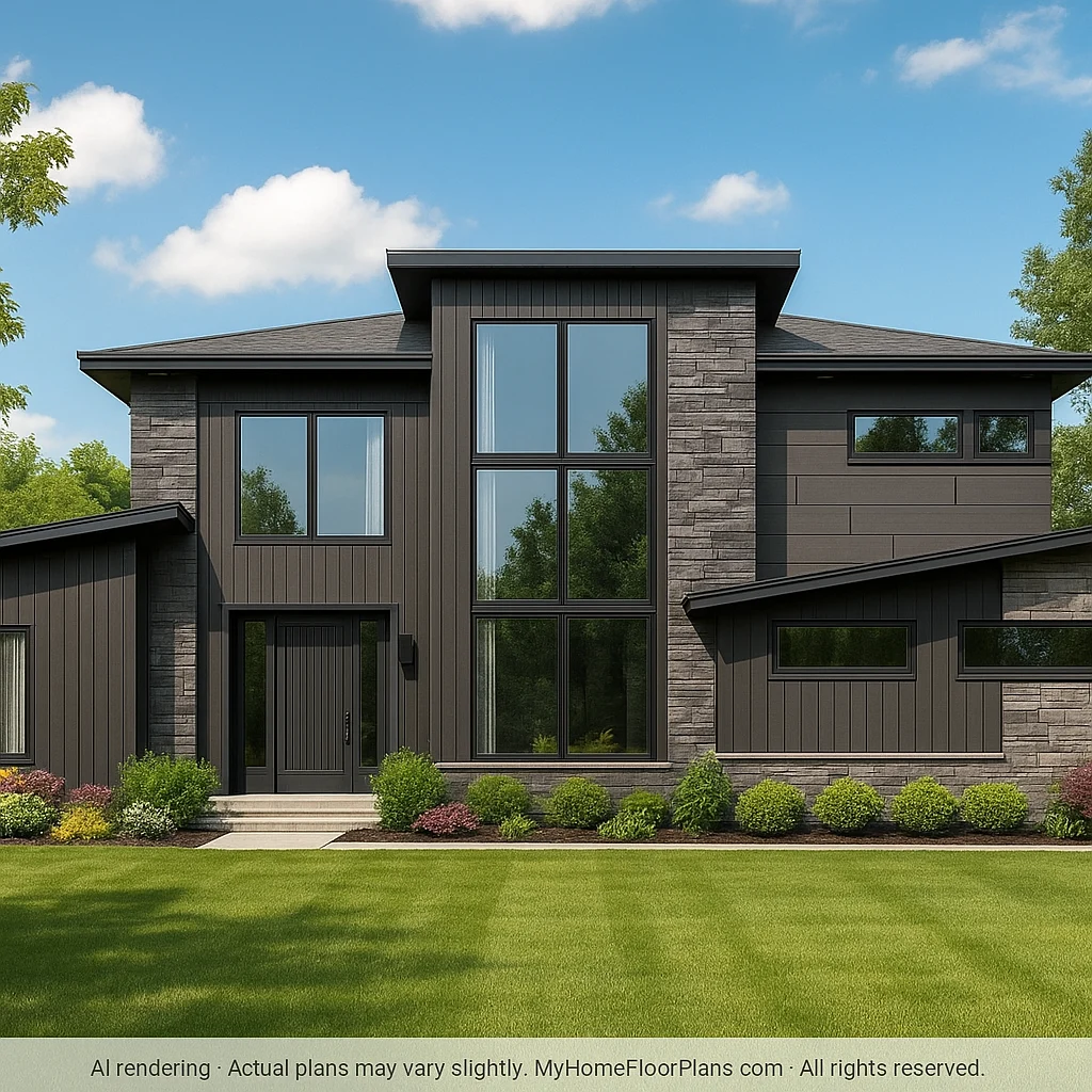 Modern Home Floor Plan with Luxury Features and CAD Designs