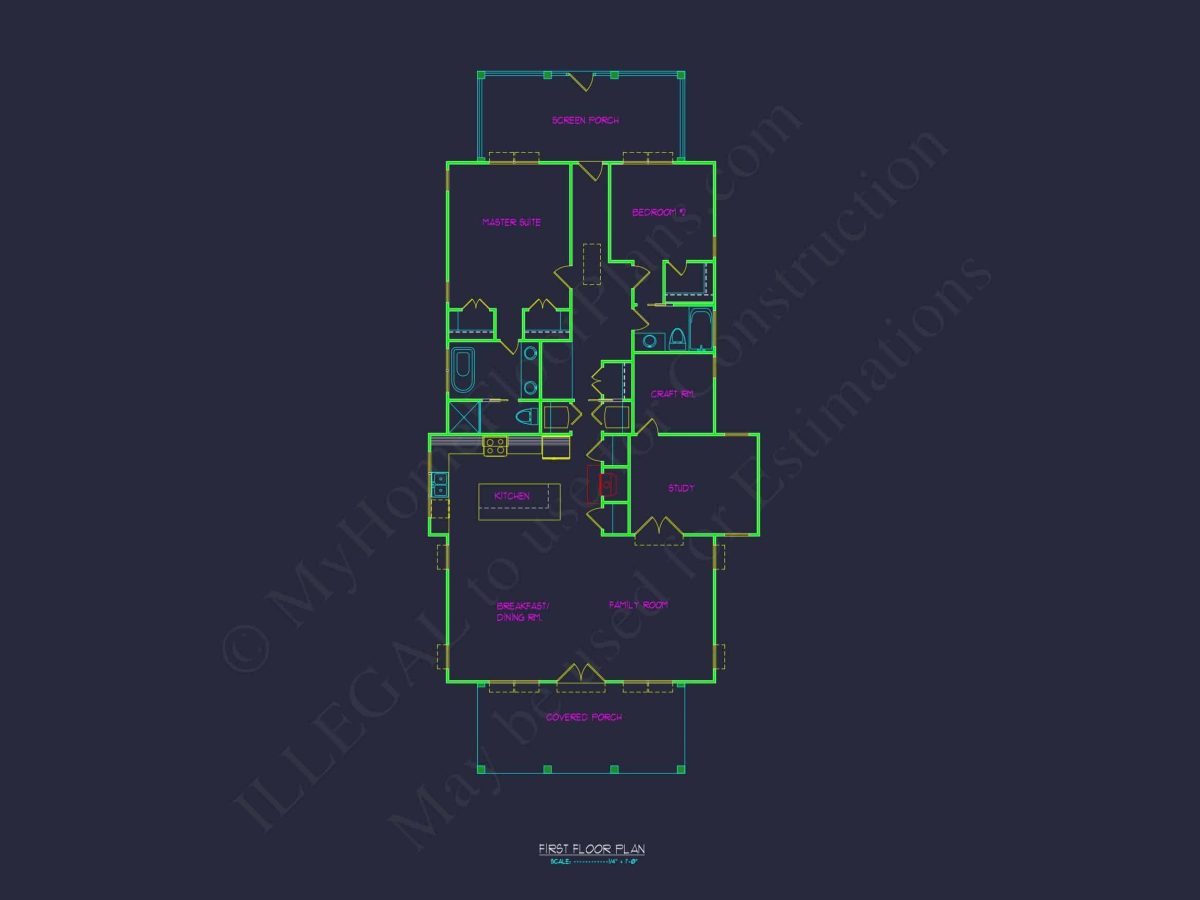 Modern Home Plan with 2 Beds, CAD Blueprints & Craftsman Design