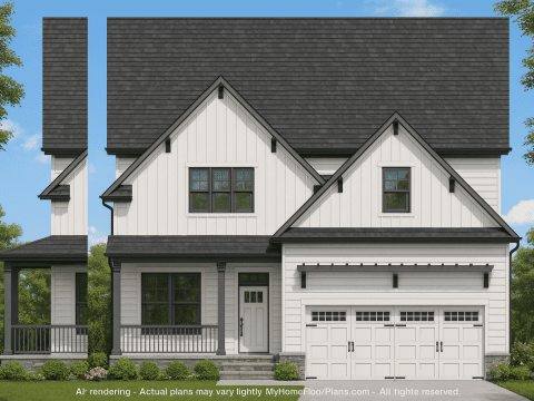 Modern Home Plan with 4 Bedrooms, 2 Floors, and Craftsman Charm