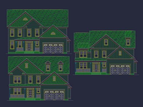 Modern Home Plan with Detailed Floor Designs and CAD Blueprints