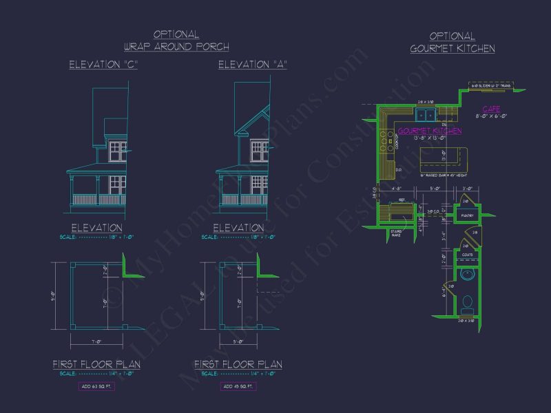 Modern Home Plan with Detailed Floor Designs and CAD Blueprints