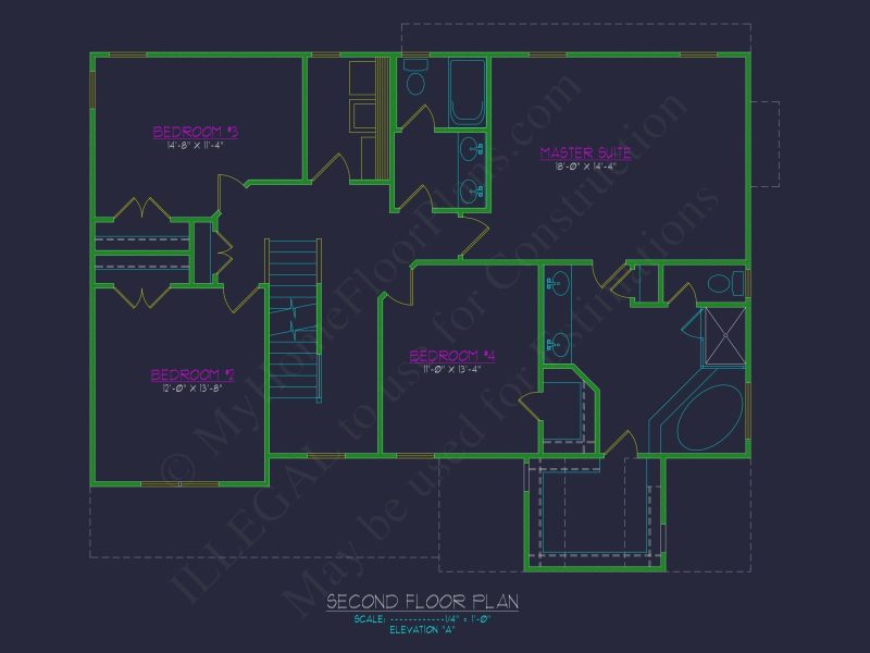 Modern Home Plan with Detailed Floor Designs and CAD Blueprints