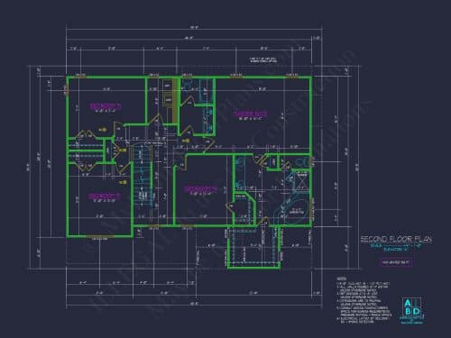 Modern Home Plan with Detailed Floor Designs and CAD Blueprints