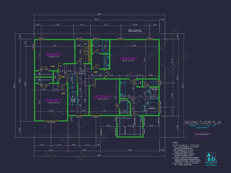 Modern Home Plan with Detailed Floor Designs and CAD Blueprints