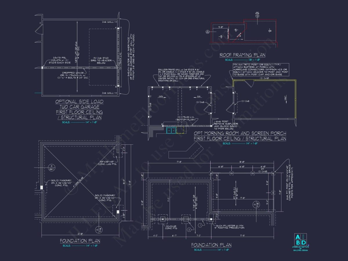Modern Home Plan with Detailed Floor Designs and CAD Blueprints