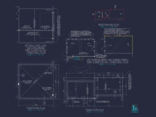 Modern Home Plan with Detailed Floor Designs and CAD Blueprints