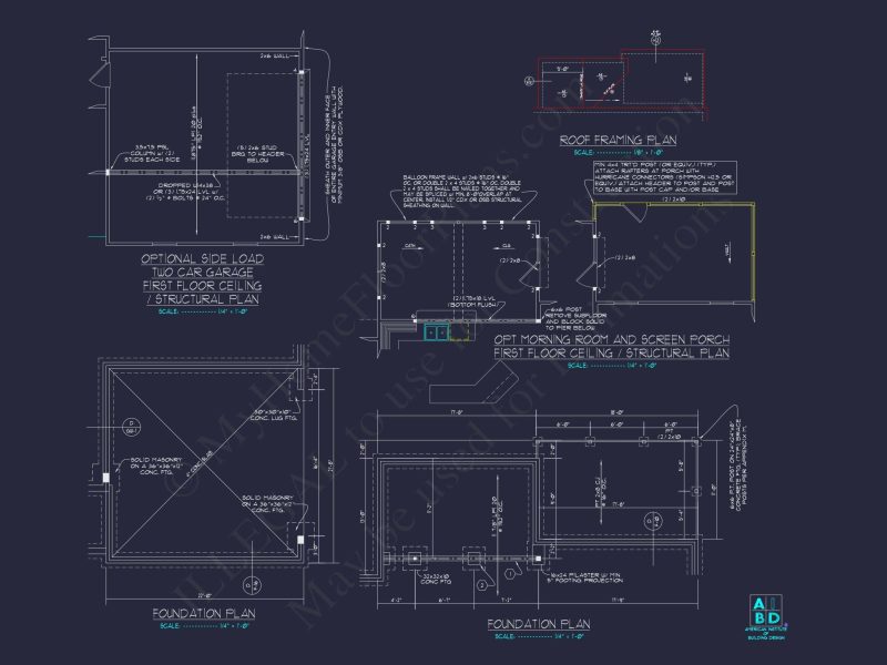 Modern Home Plan with Detailed Floor Designs and CAD Blueprints